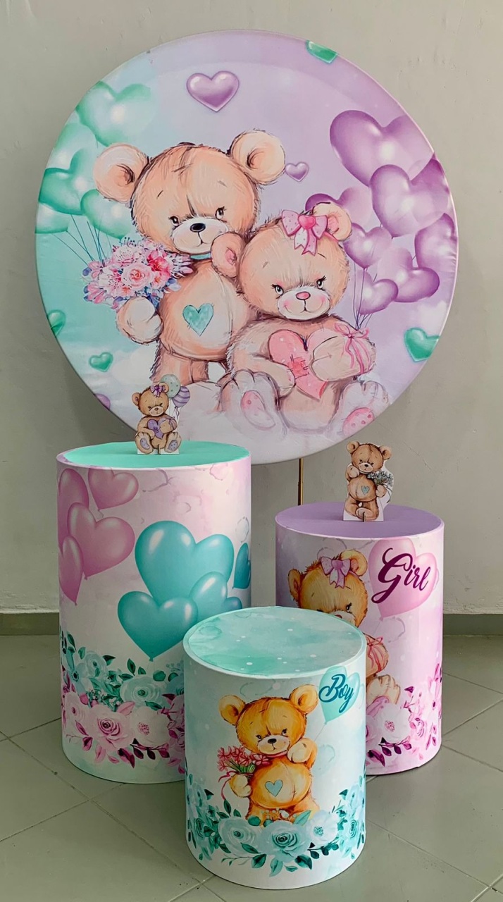 Kit Basico Ursinho Verde E Lilás - Lili decorações pegue emonte