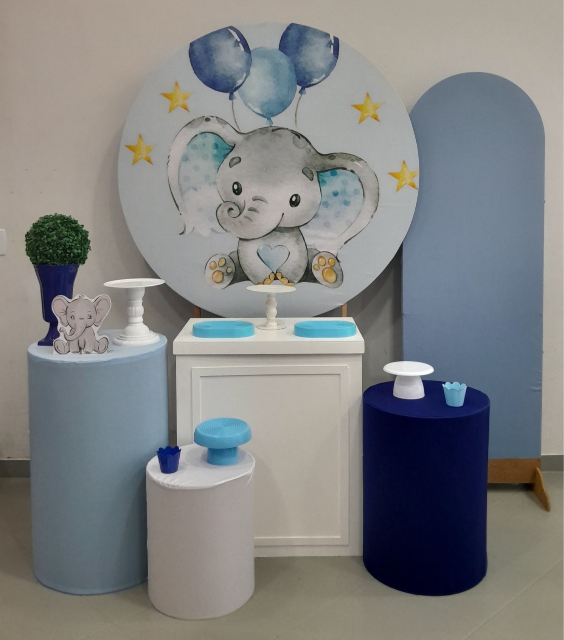 Kit Ouro Elefantinho Azul - Lili decorações pegue emonte