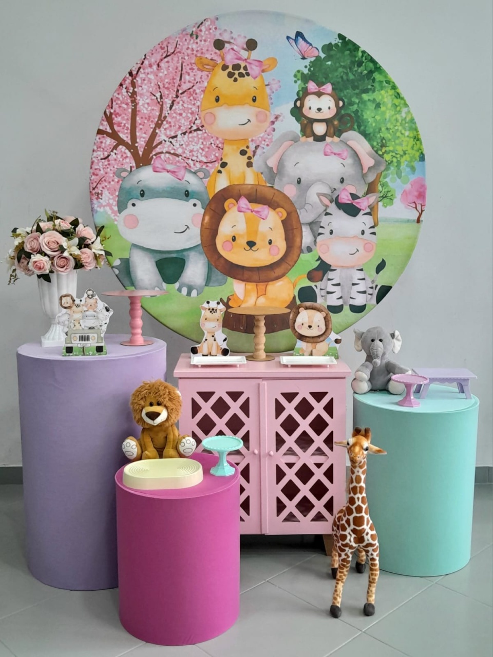 Kit Prata Safari Rosa - Lili decorações pegue emonte