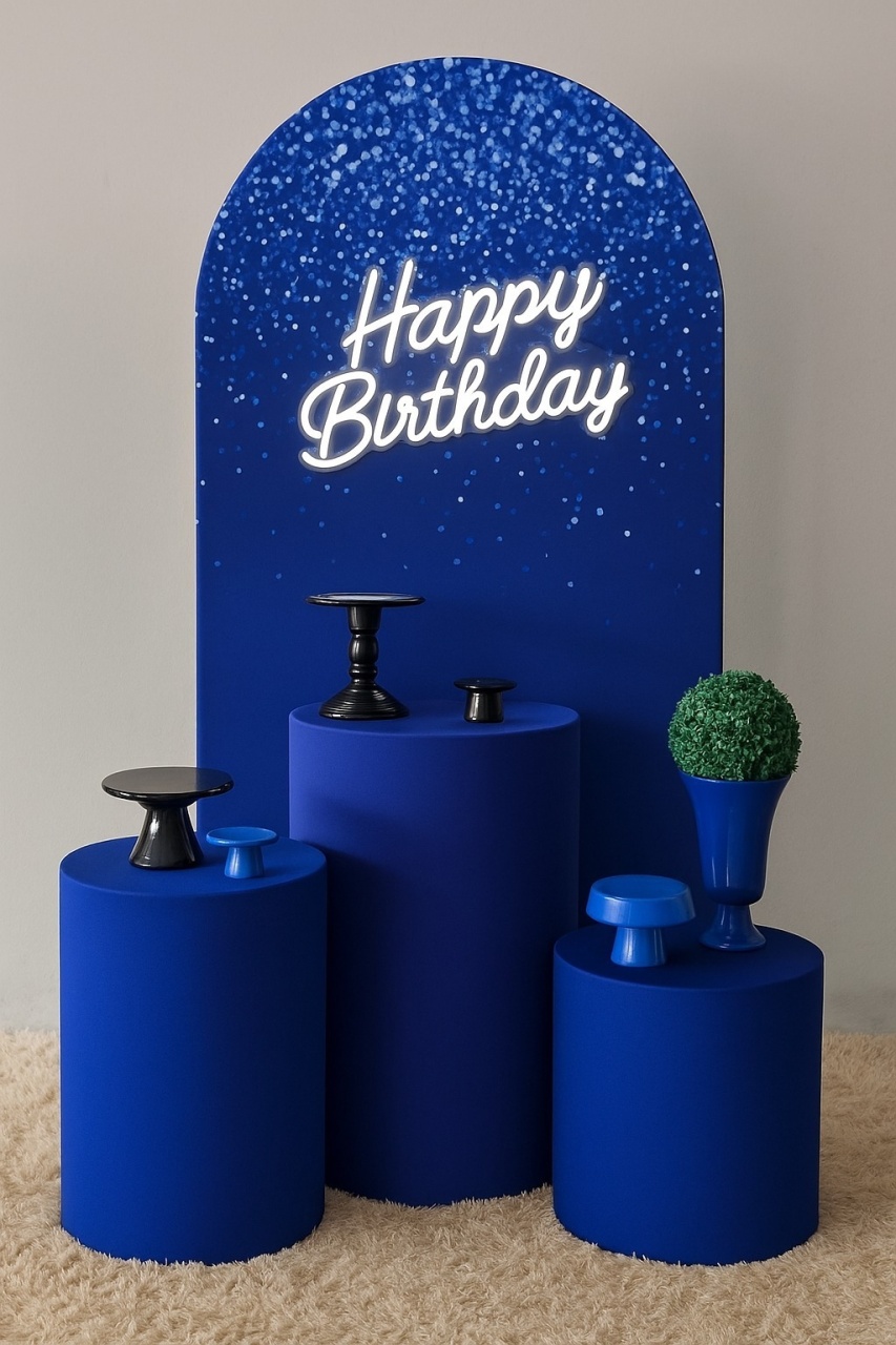 Kit Romano Azul Com Prata+ Led  - Lili decorações pegue emonte