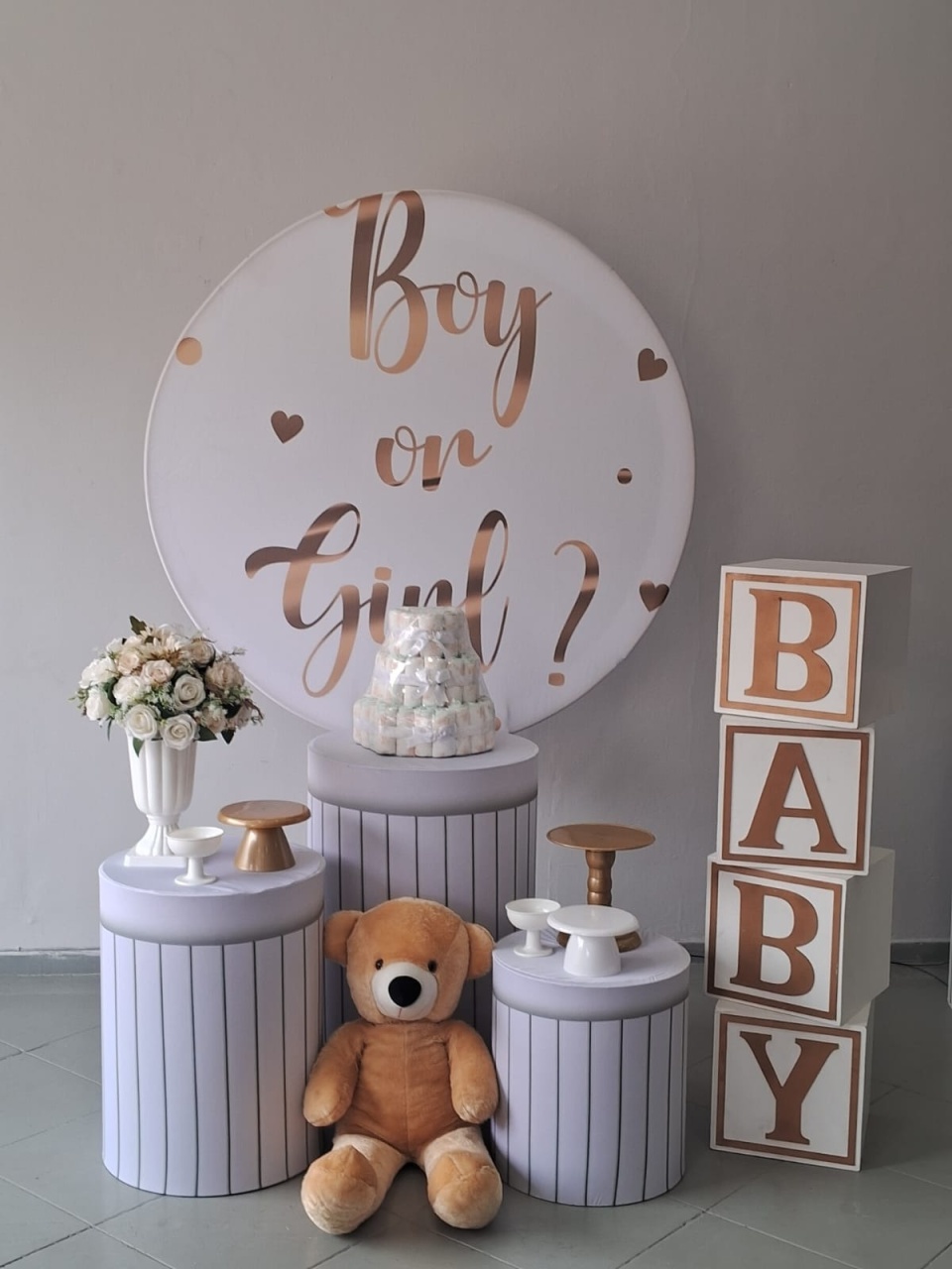Kit Bronze Chá Revelação Boy Or Girl 02 - Lili decorações pegue emonte