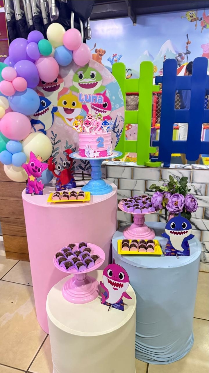 Baby Shark Menina - Mini Festa - Kit Festão - PEGUE E MONTE CATALAGO VEM FESTEJAR PALMAS