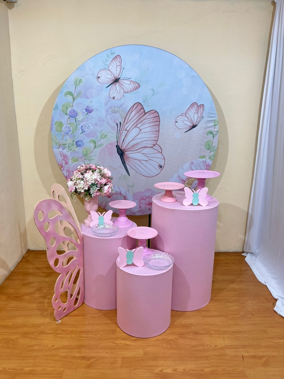 Jardim das Borboletas Rosa Redondo - Festa Completa - Kit Festejar  - PEGUE E MONTE CATALAGO VEM FESTEJAR PALMAS