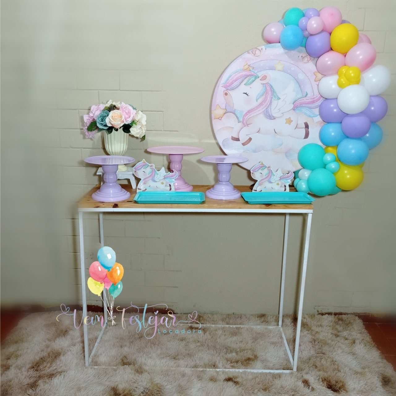 Unicornio 1 Cute - Mini Festa - Kit Comemore - PEGUE E MONTE CATALAGO VEM FESTEJAR PALMAS