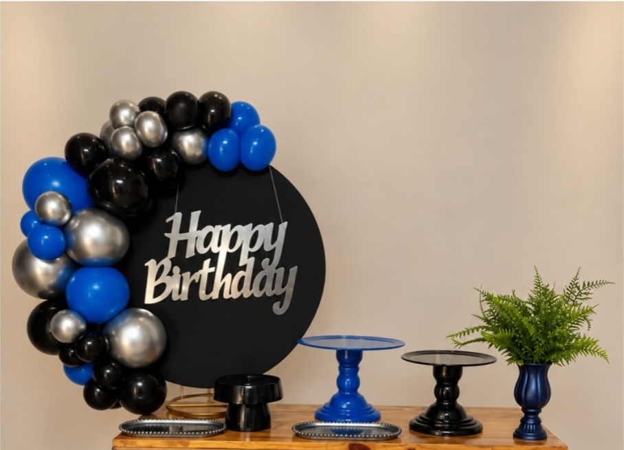 Happy Birthday - Azul E Preto - Kit Festejar - PEGUE E MONTE CATALAGO VEM FESTEJAR PALMAS