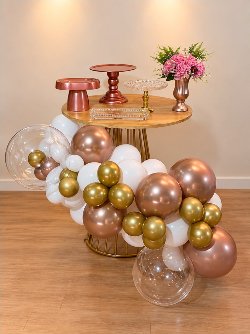 Mesa Cone G - Cores: Branco, Dourado, Rose - PEGUE E MONTE CATALAGO VEM FESTEJAR PALMAS