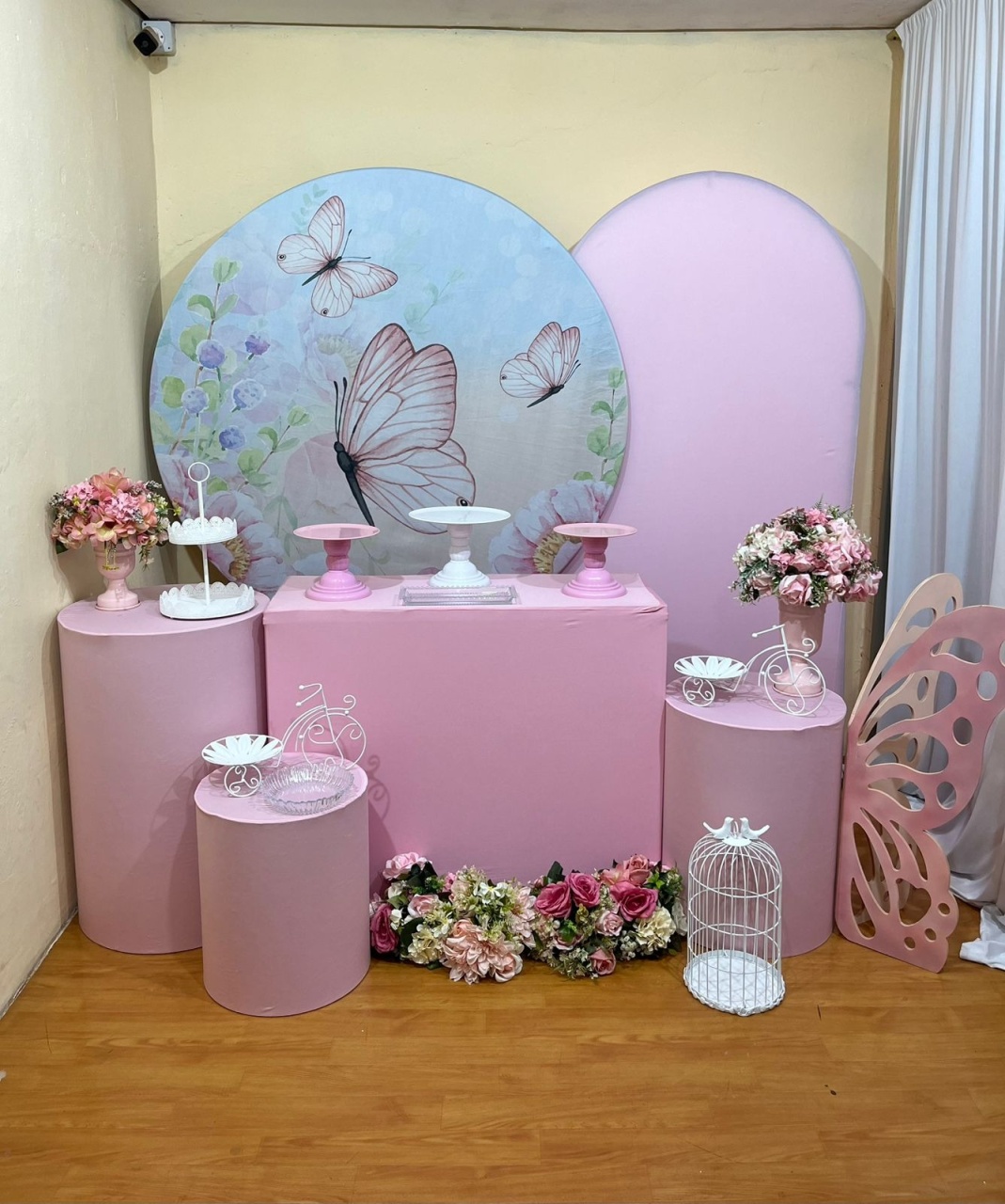 Jardim das Borboletas Rosa Redondo - Festa Completa - Kit Festão - PEGUE E MONTE CATALAGO VEM FESTEJAR PALMAS