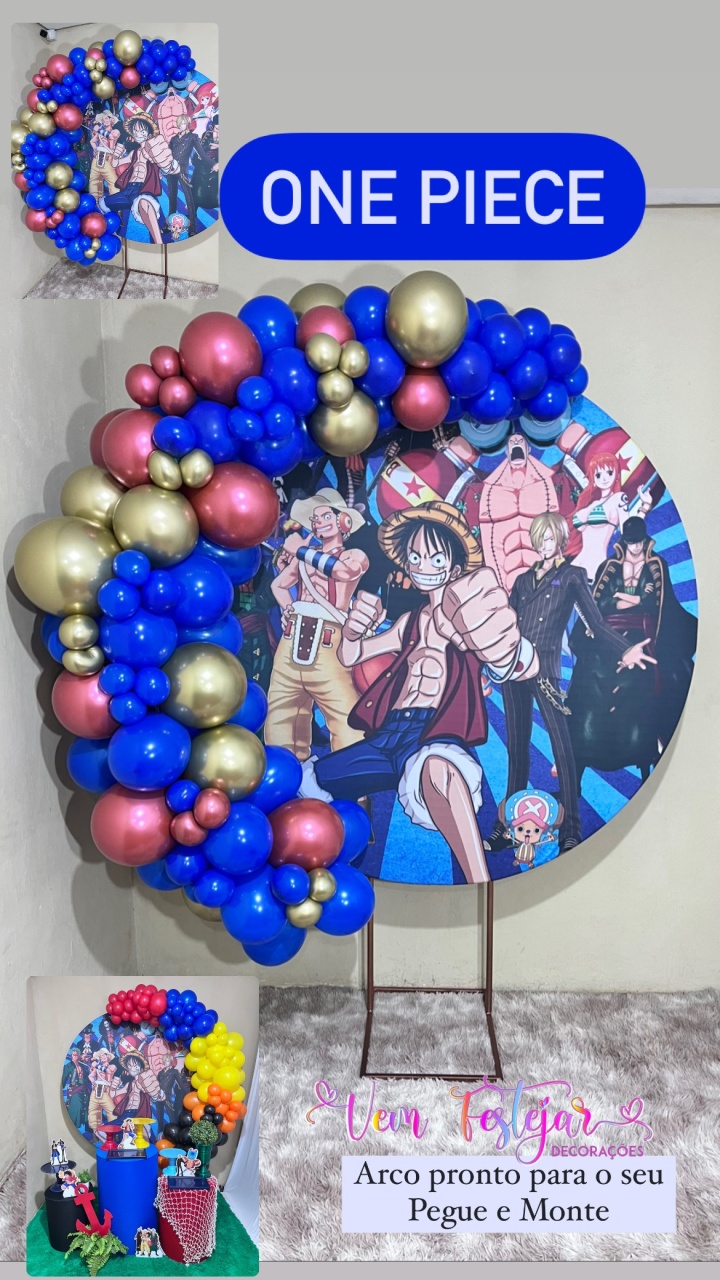 One Piece - Arco de Balões Cromados - PEGUE E MONTE CATALAGO VEM FESTEJAR PALMAS