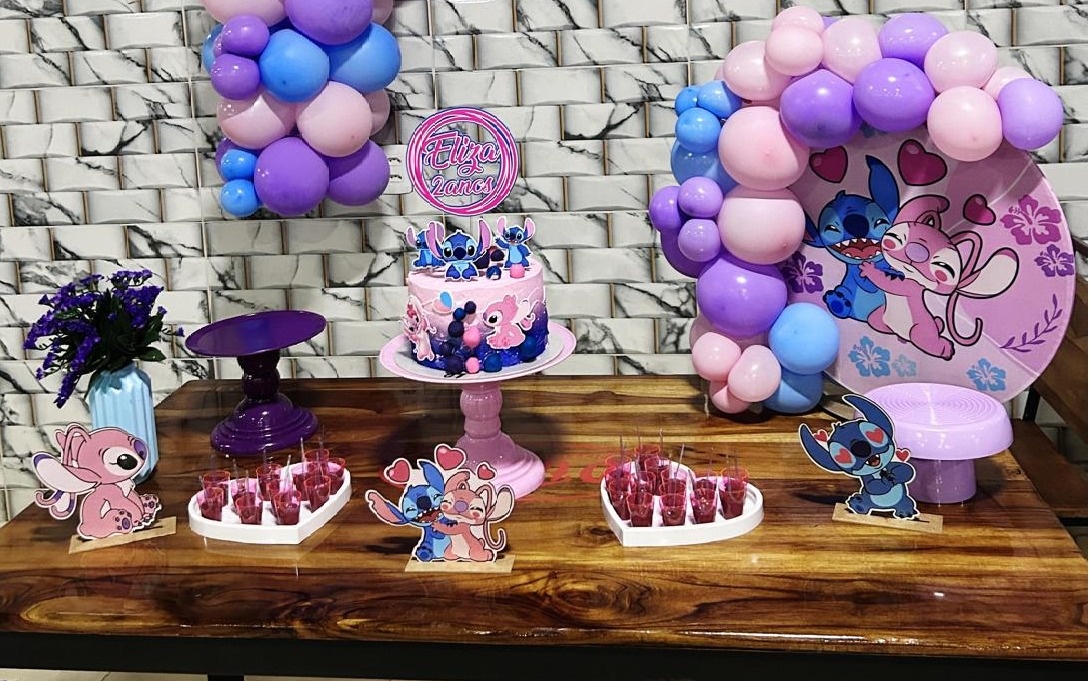 Stitch E Angel  - Mini Festa - Kit Festejar - PEGUE E MONTE CATALAGO VEM FESTEJAR PALMAS