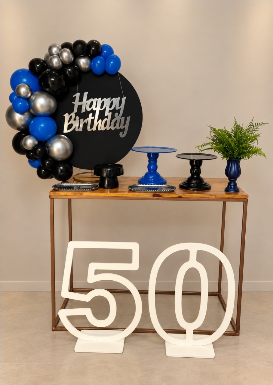 Happy Birthday - Azul E Preto - Kit Comemore Com Numeros - PEGUE E MONTE CATALAGO VEM FESTEJAR PALMAS
