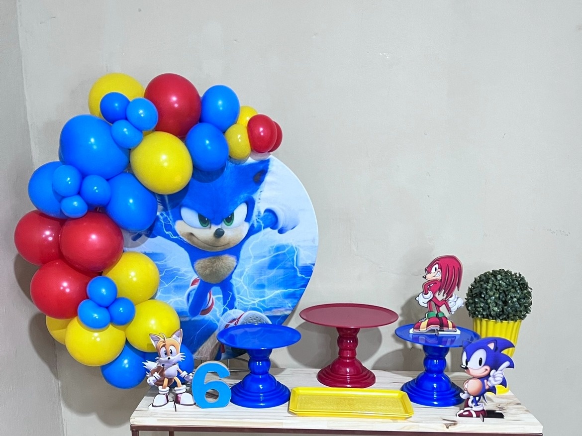 Sonic - Mini Festa - Kit Festejar - PEGUE E MONTE CATALAGO VEM FESTEJAR PALMAS