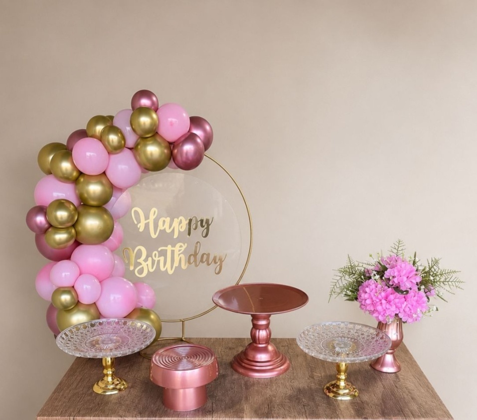 Happy Birthday Rosa, Dourado - Mini Festa - Kit Festejar - PEGUE E MONTE CATALAGO VEM FESTEJAR PALMAS