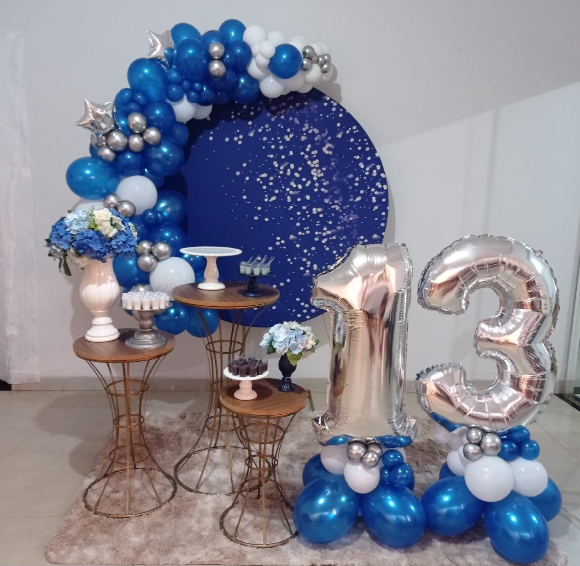 Azul Chapiscado - Festa Completa - Unissex - Com Balões  - PEGUE E MONTE CATALAGO VEM FESTEJAR PALMAS