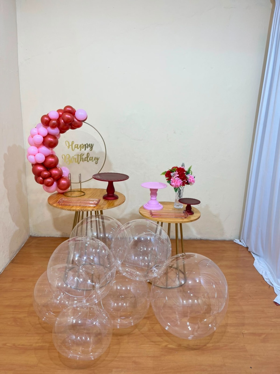 Happy Birthday Marsala E Rosa - Mini Festa - Kit Festão Adicional Bolões Bubbles - PEGUE E MONTE CATALAGO VEM FESTEJAR PALMAS