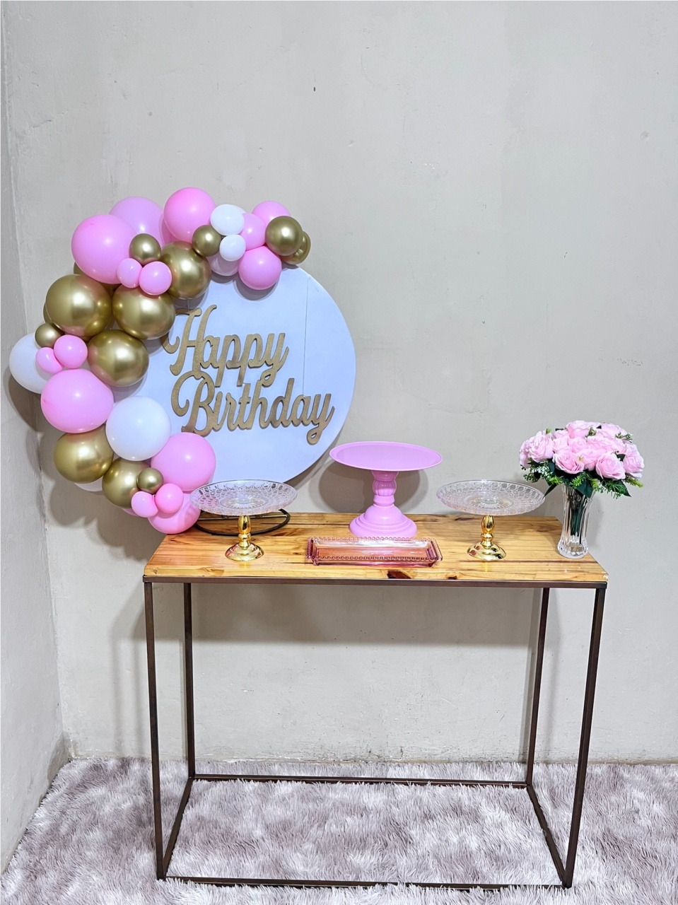 Happy Birthday Rosa Branco Dourado - Kit Comemore - PEGUE E MONTE CATALAGO VEM FESTEJAR PALMAS