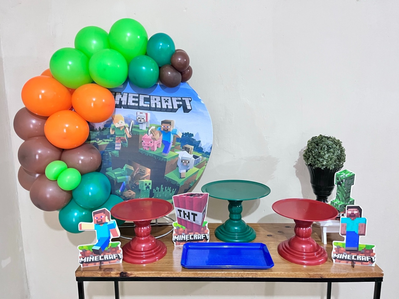 Minecraft  - Mini Festa - Kit Parabéns (Sem Balões) - PEGUE E MONTE CATALAGO VEM FESTEJAR PALMAS