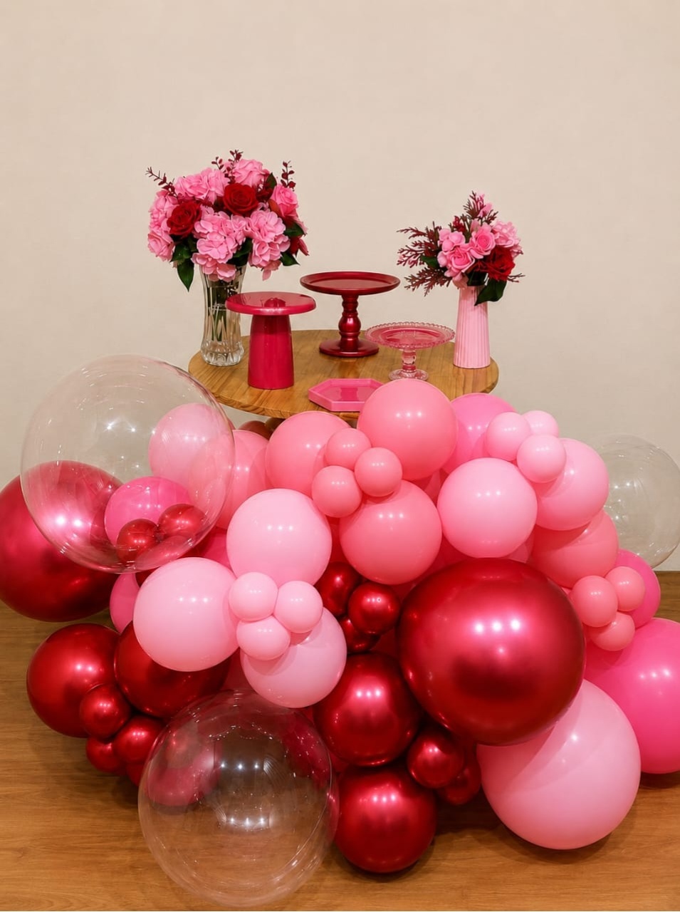 Mesa Cone G Rosa Claro, Vermelho Cromado - Fazemos Em Qualquer Cor    - PEGUE E MONTE CATALAGO VEM FESTEJAR PALMAS
