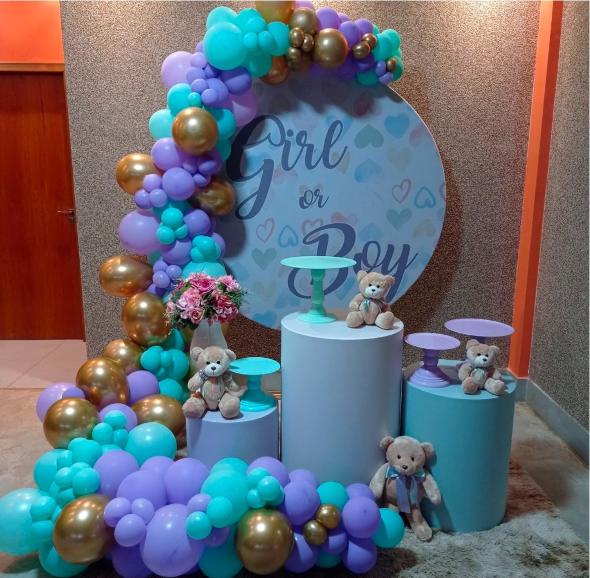 Cha Revelação Verde E Lilas - Festa Completa - Kit Festejar Com Ballões - PEGUE E MONTE CATALAGO VEM FESTEJAR PALMAS