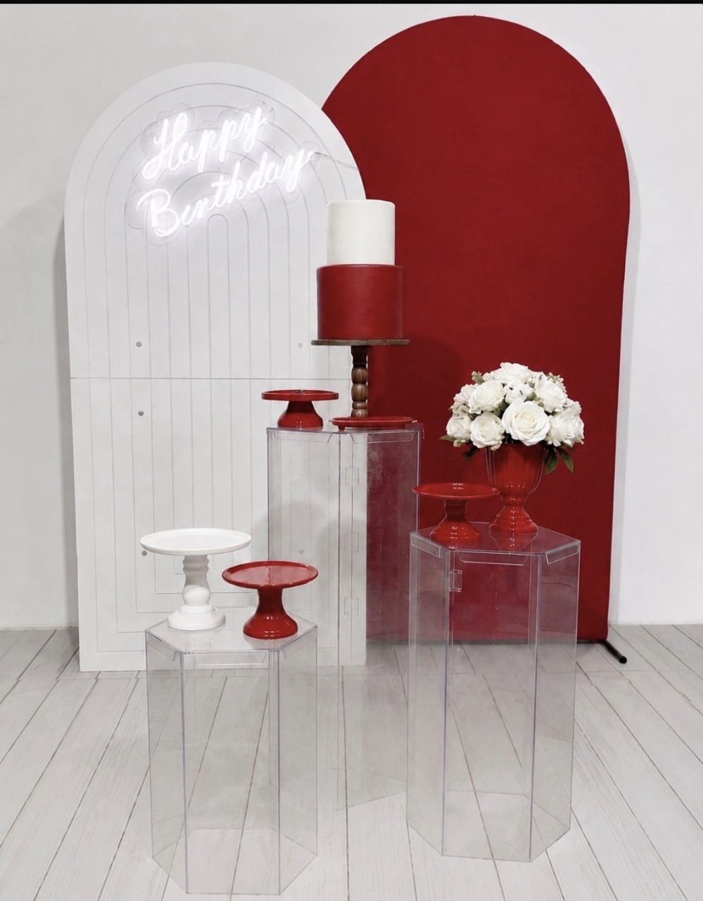 Kit Luxo Happy Birthaday Vermelho E Branco - NEW LIFE PEGUE E MONTE