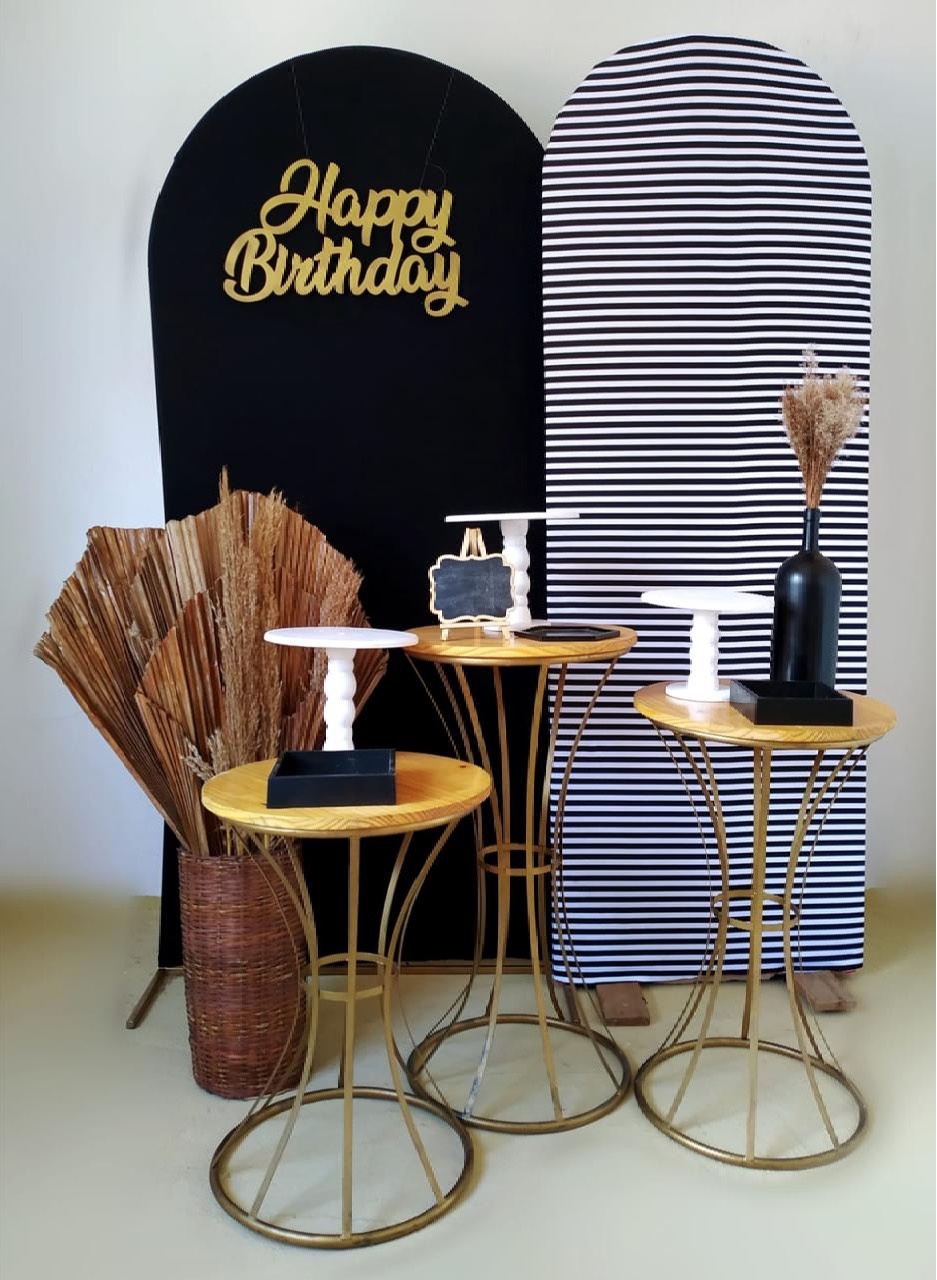 Preto E Preto Com Listras Brancas - 2 Painéis   - Beca Decorações