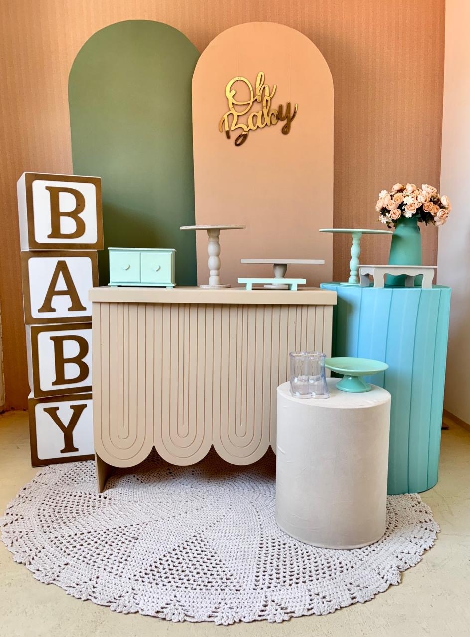 Chá de Bebê Verde E Bege 3 - Beca Decorações