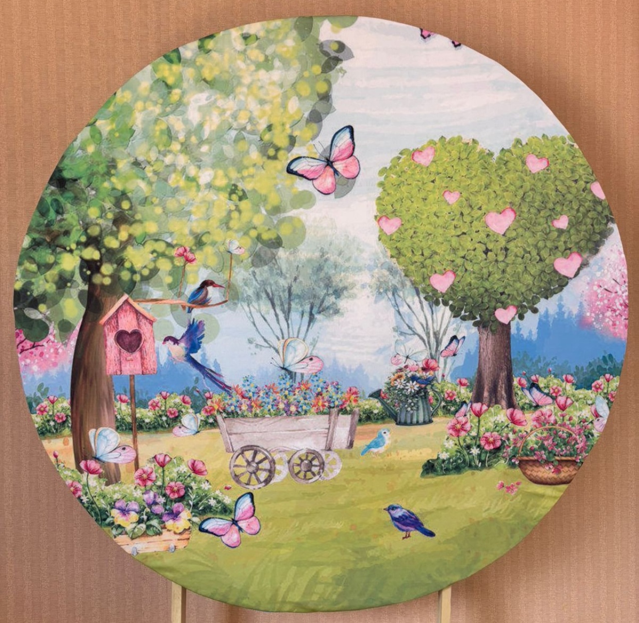 Painel Redondo Jardim Azul (Locação) - Beca Decorações