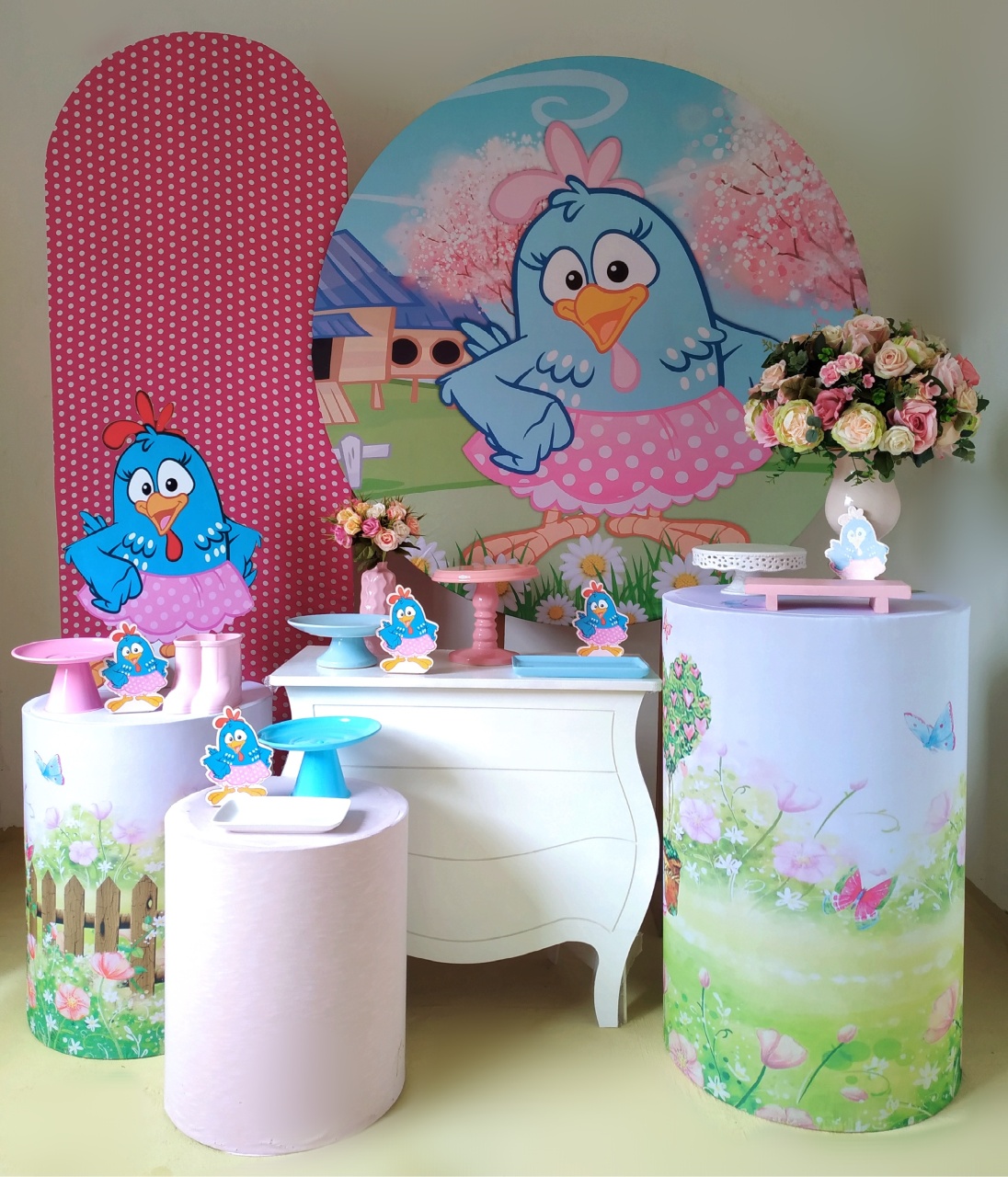 Galinha Pintadinha Rosa - Kit Diamante  - Beca Decorações