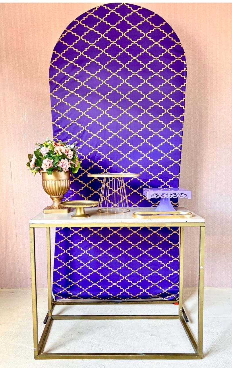 Roxo Estampado- Painel Romano  - Beca Decorações