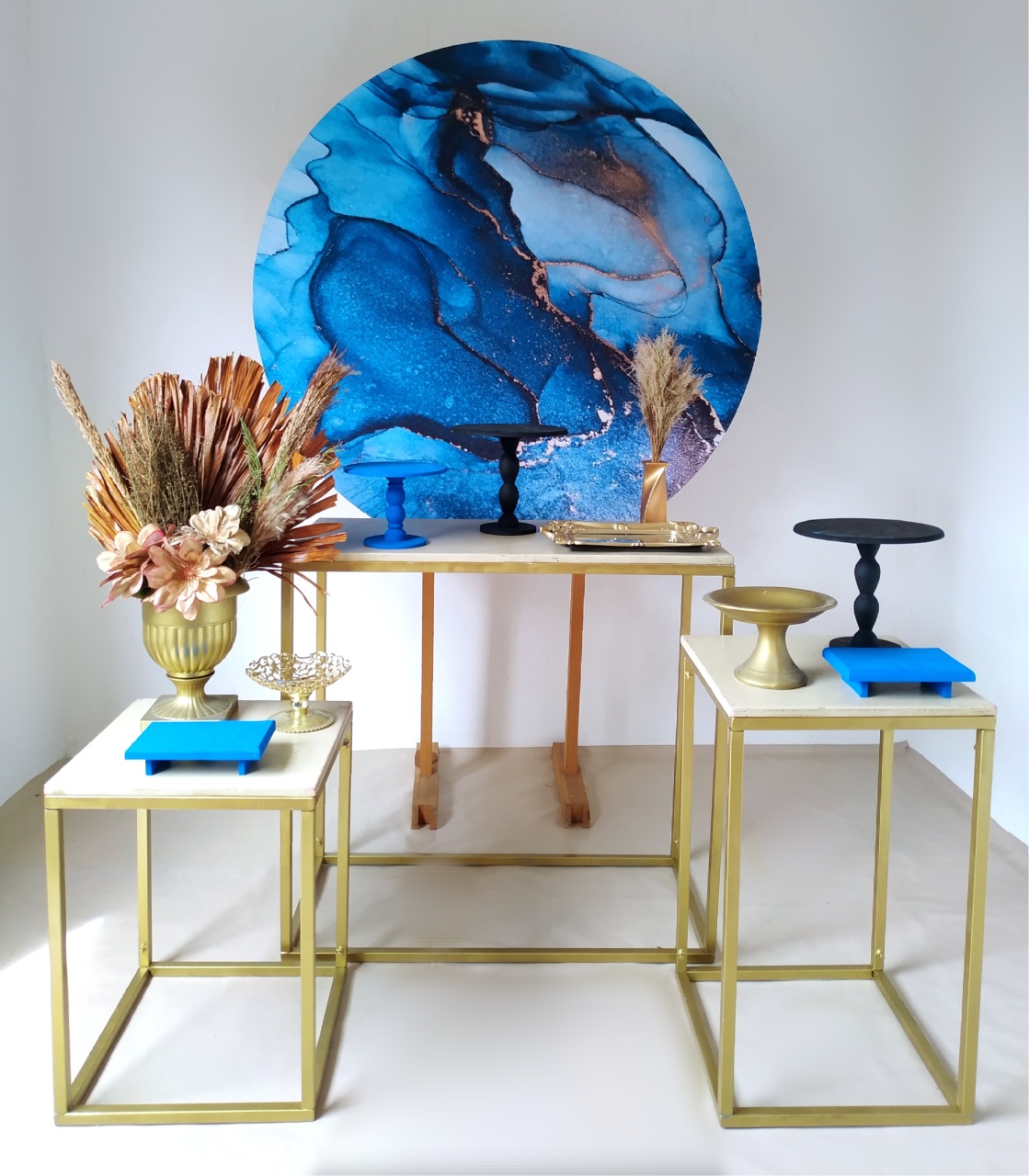 Marmorizado Azul - Kit Prata - Beca Decorações