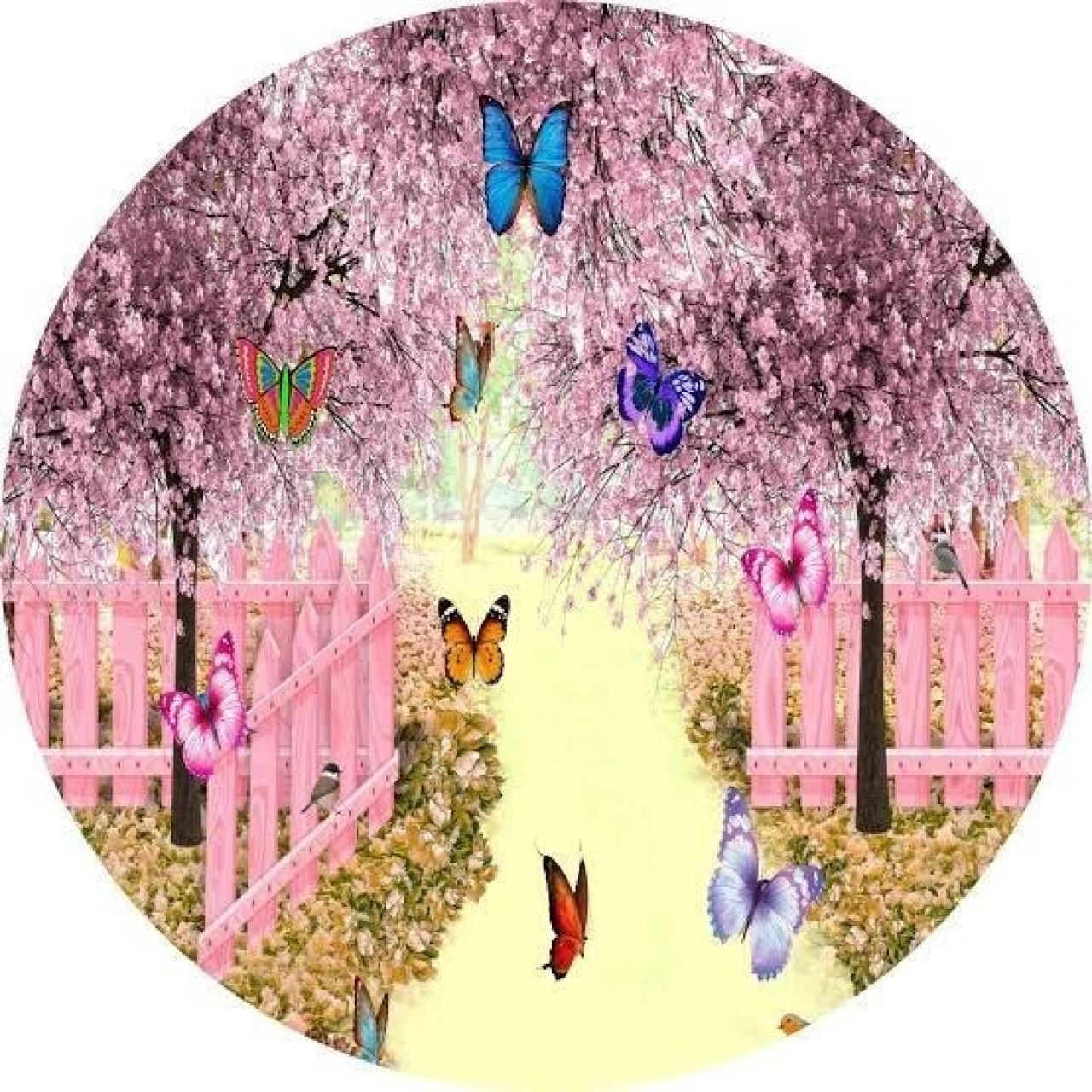 Painel Redondo Jardim Rosa (Locação) - Beca Decorações