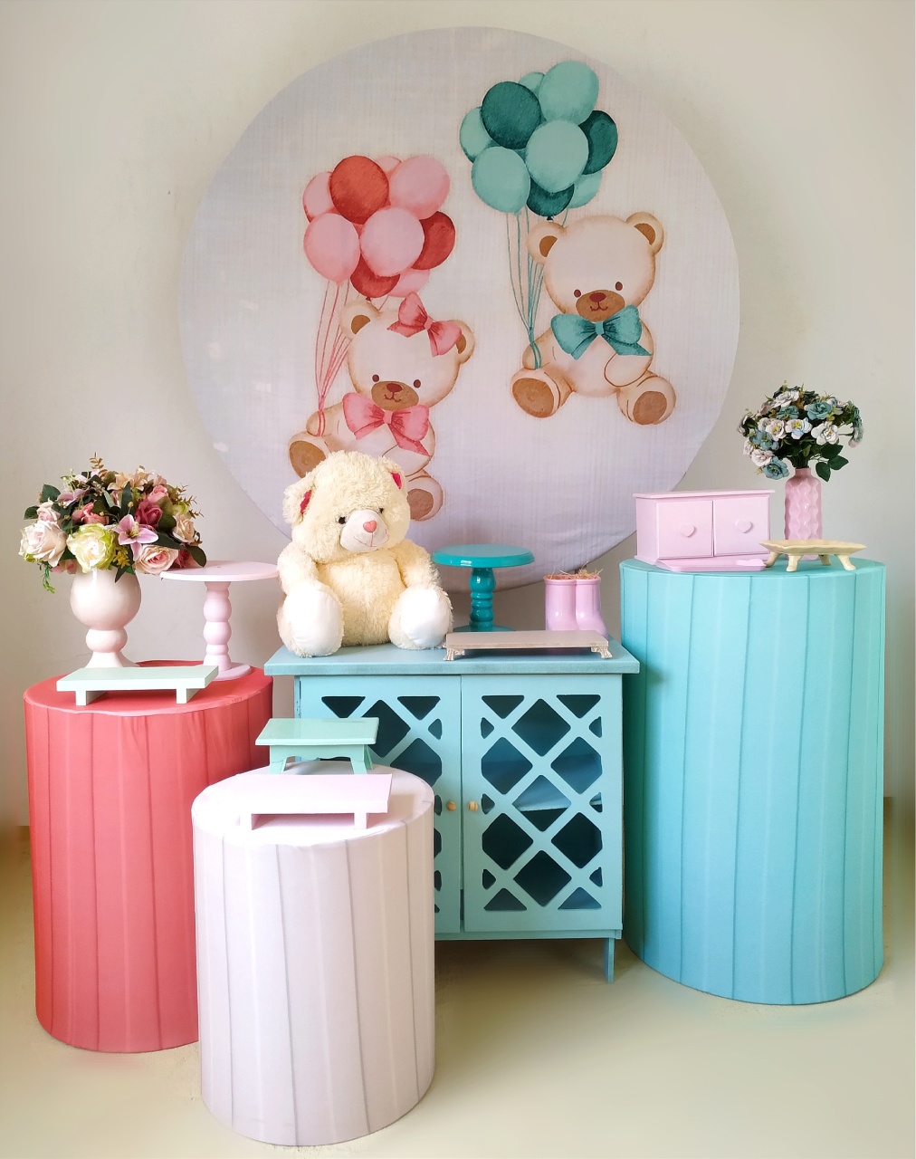 Chá Revelação Ursos Rosa E Verde ( Kit Ouro) - Beca Decorações