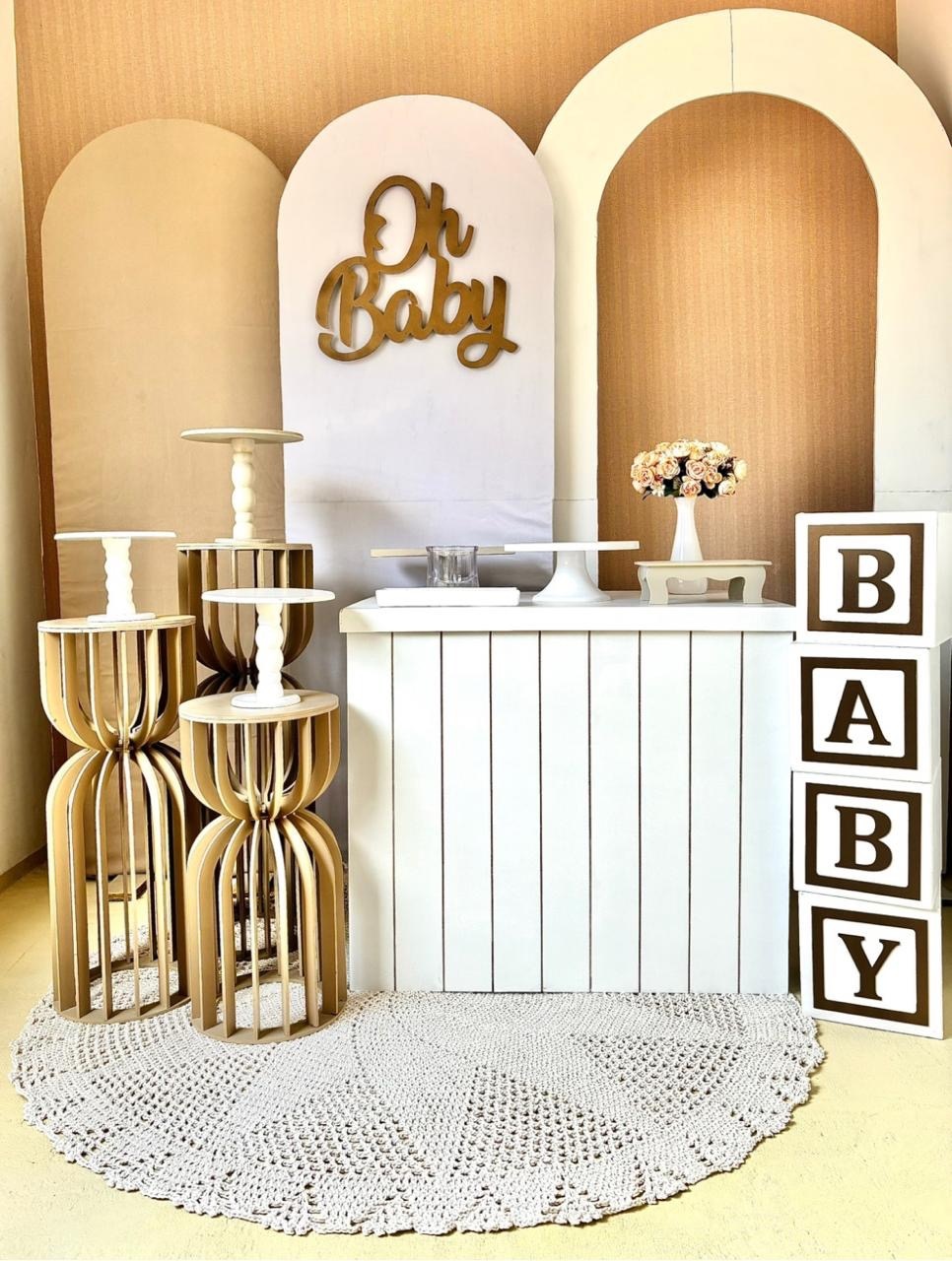 Chá de Bebê Neutro Com 3 Painéis  - Beca Decorações