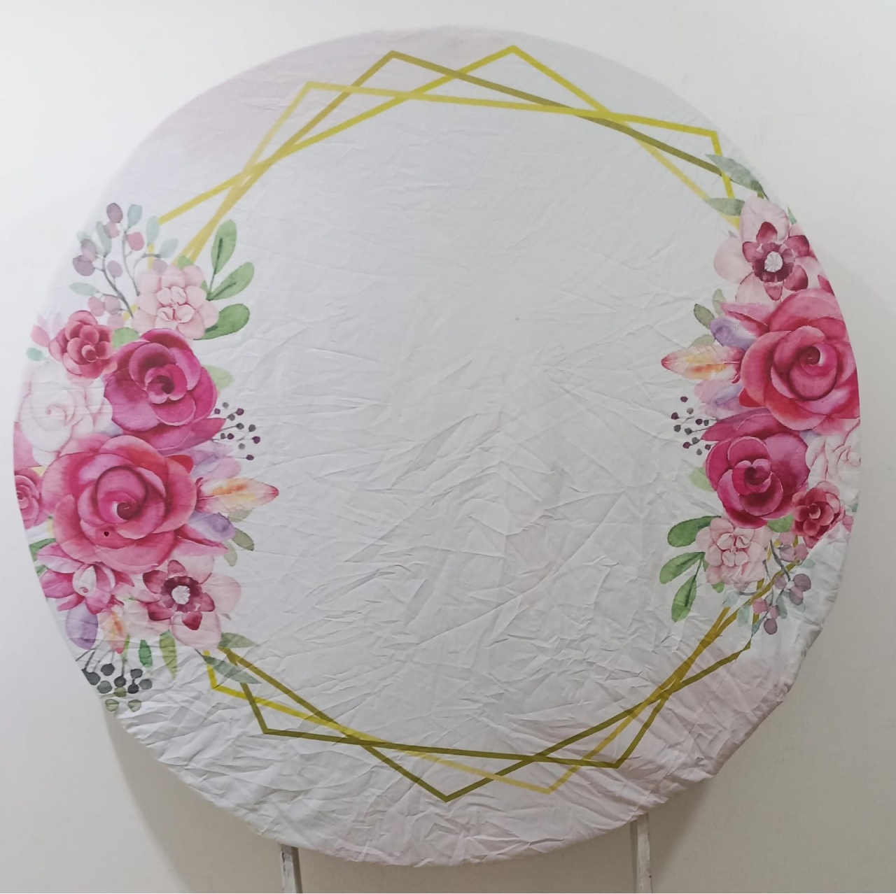 Painel Redondo Floral Rosa (Locação) - Beca Decorações