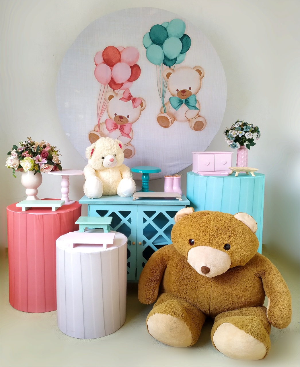 Chá Revelação Ursos Rosa E Verde ( Kit Ouro 2) - Beca Decorações
