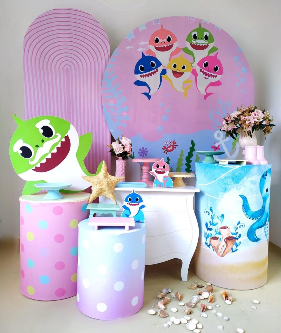 Baby Shark Menina- Kit Diamante - Beca Decorações
