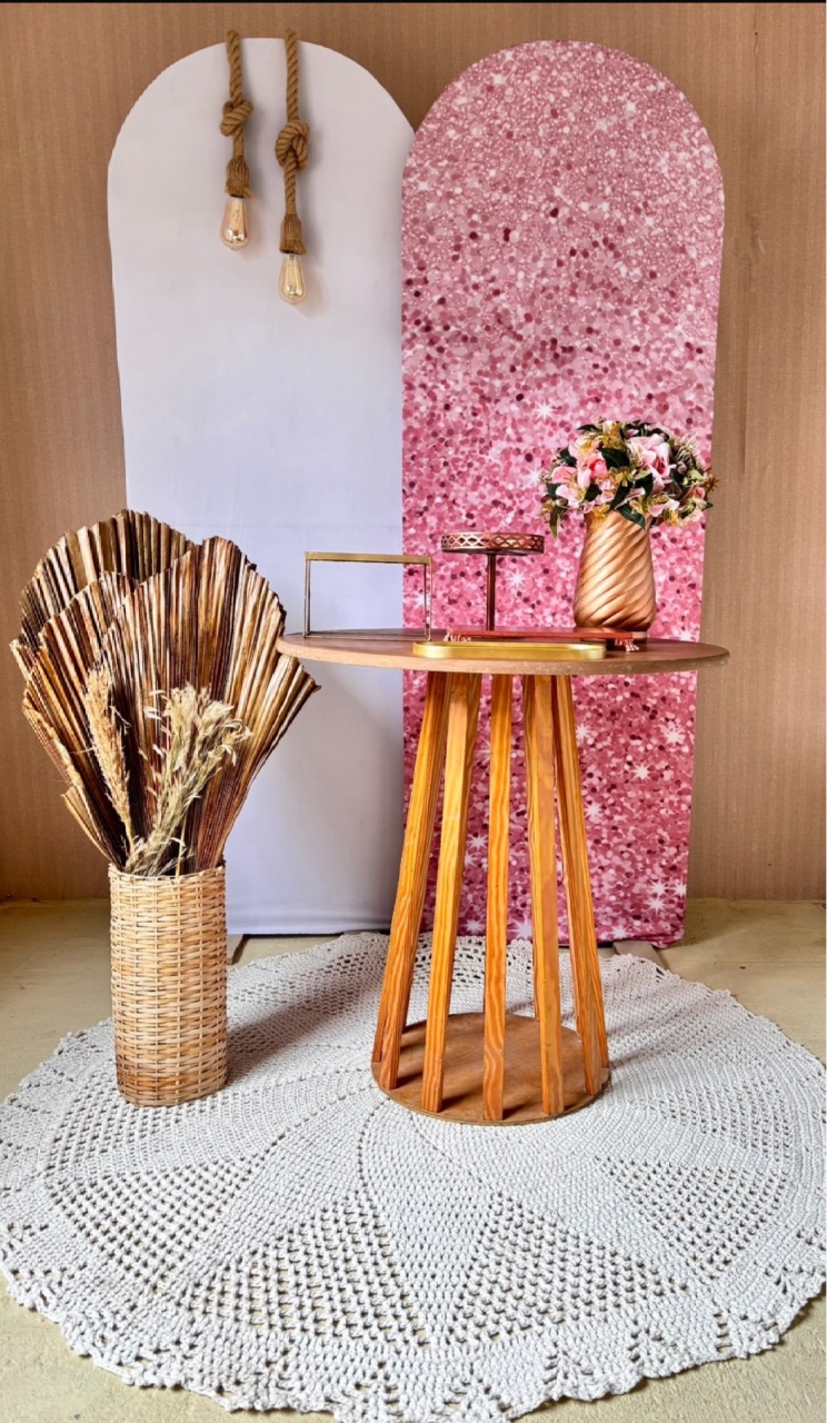 Branco E Rosa Glitter Romano       - Beca Decorações