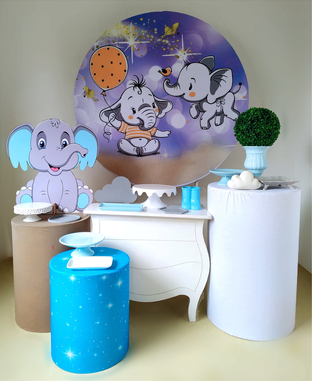 Elefantinho Azul - Kit  Ouro - Beca Decorações