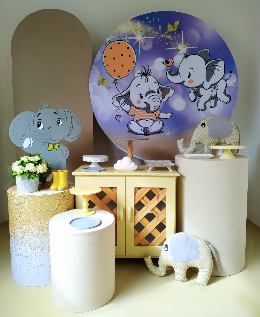 Elefantinho Bege - Kit Diamante  - Beca Decorações