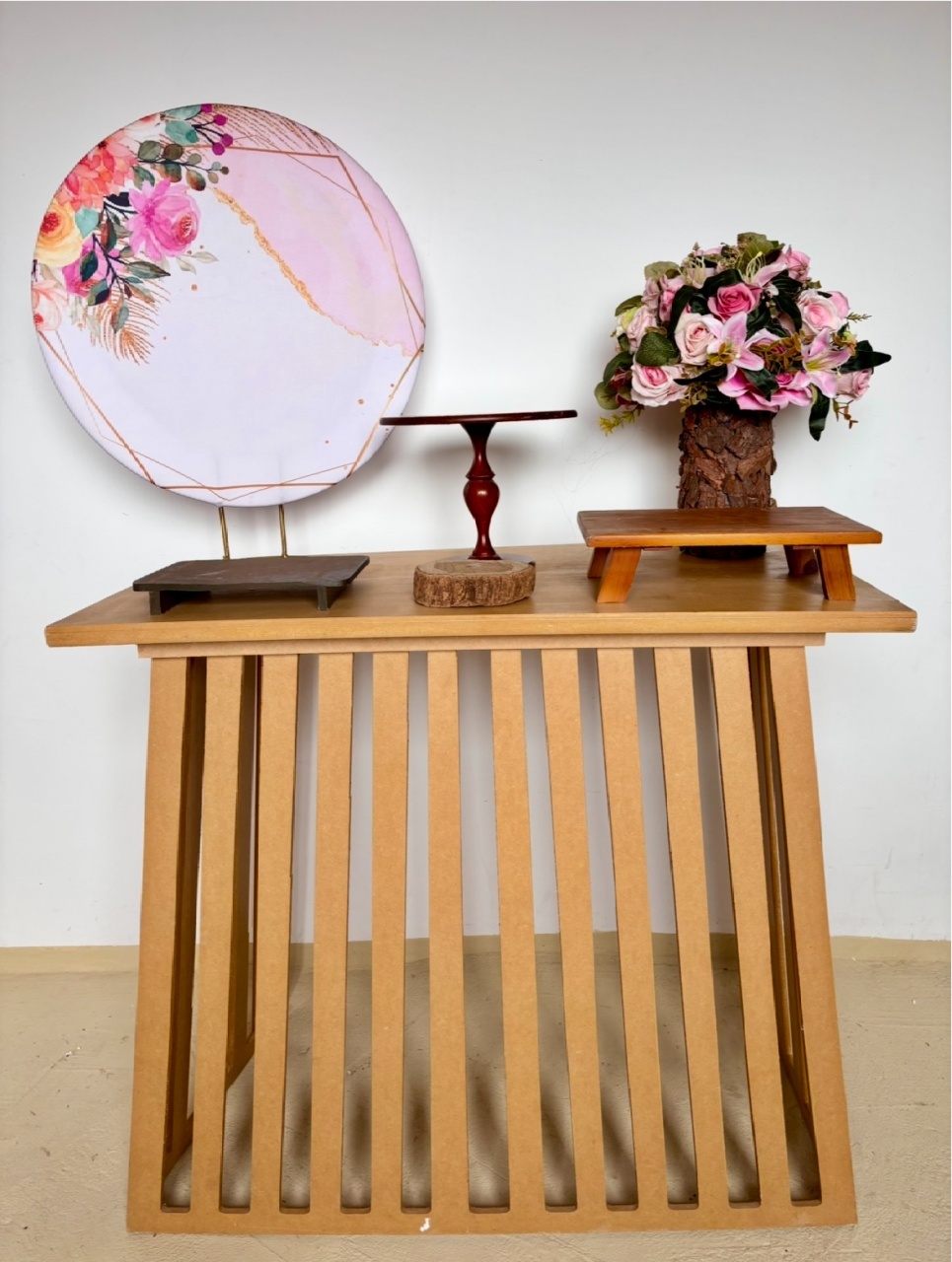 Marmorizado Rosa Com Mesa Rústica  2 (Mini Kit)  - Beca Decorações