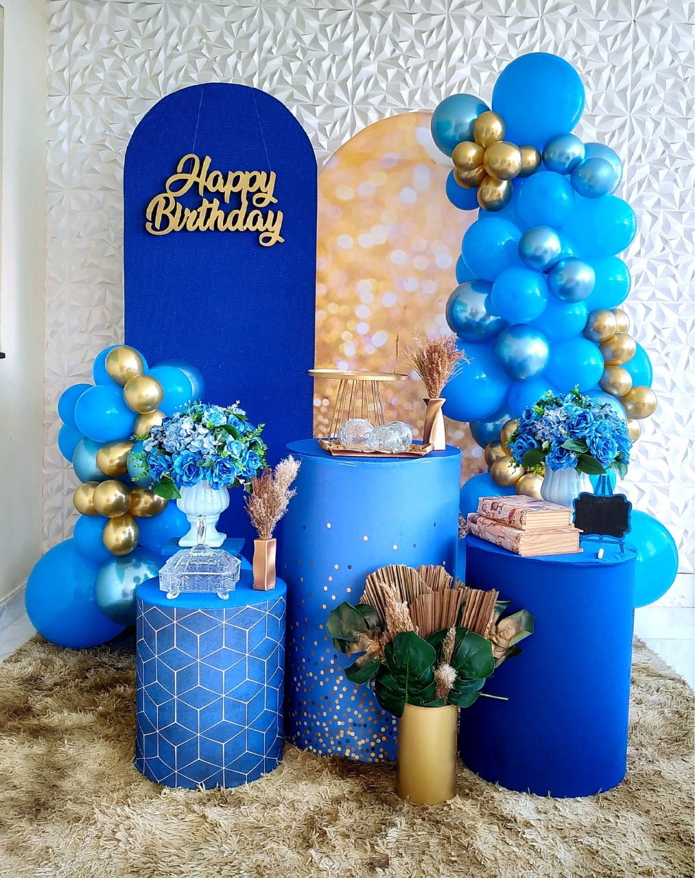 Azul E Dourado (Não Inclui Balões) - Beca Decorações
