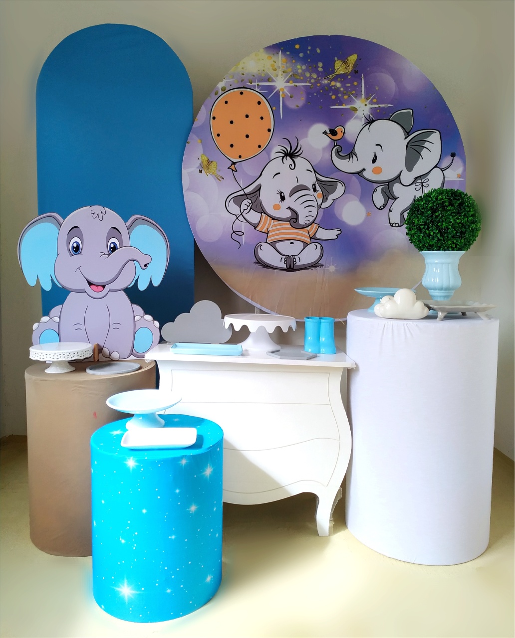 Elefantinho Azul - Kit Diamante  - Beca Decorações