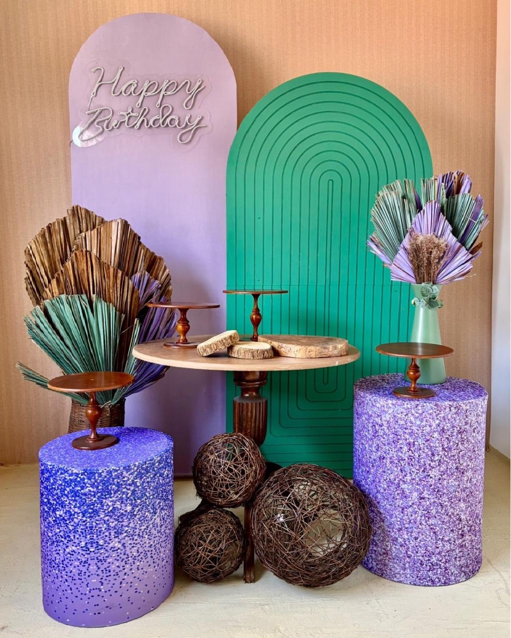 Lavanda E Verde Com Led 1 - Beca Decorações