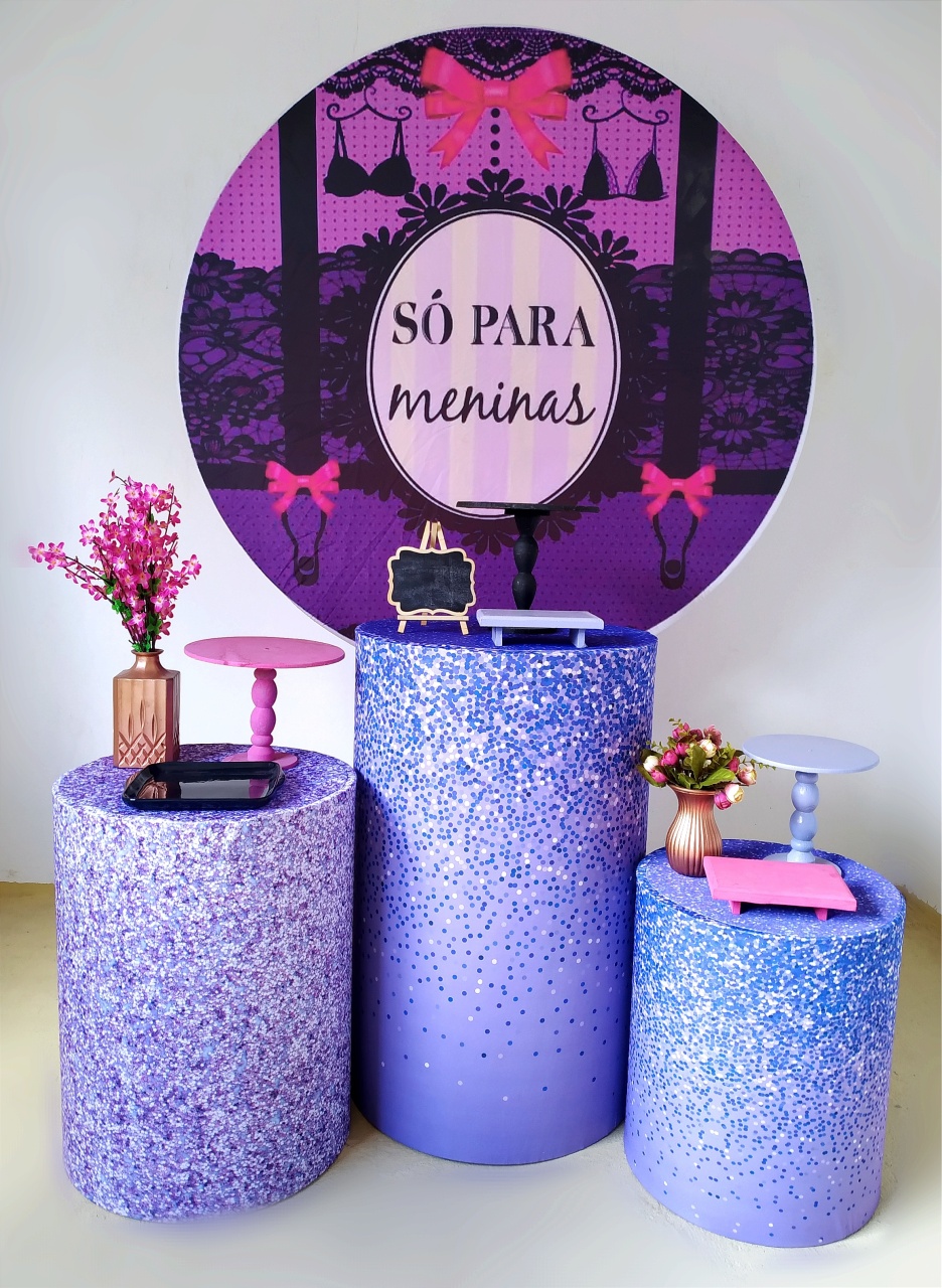 Chá de Lingerie Com Cilindros Lilás - Beca Decorações
