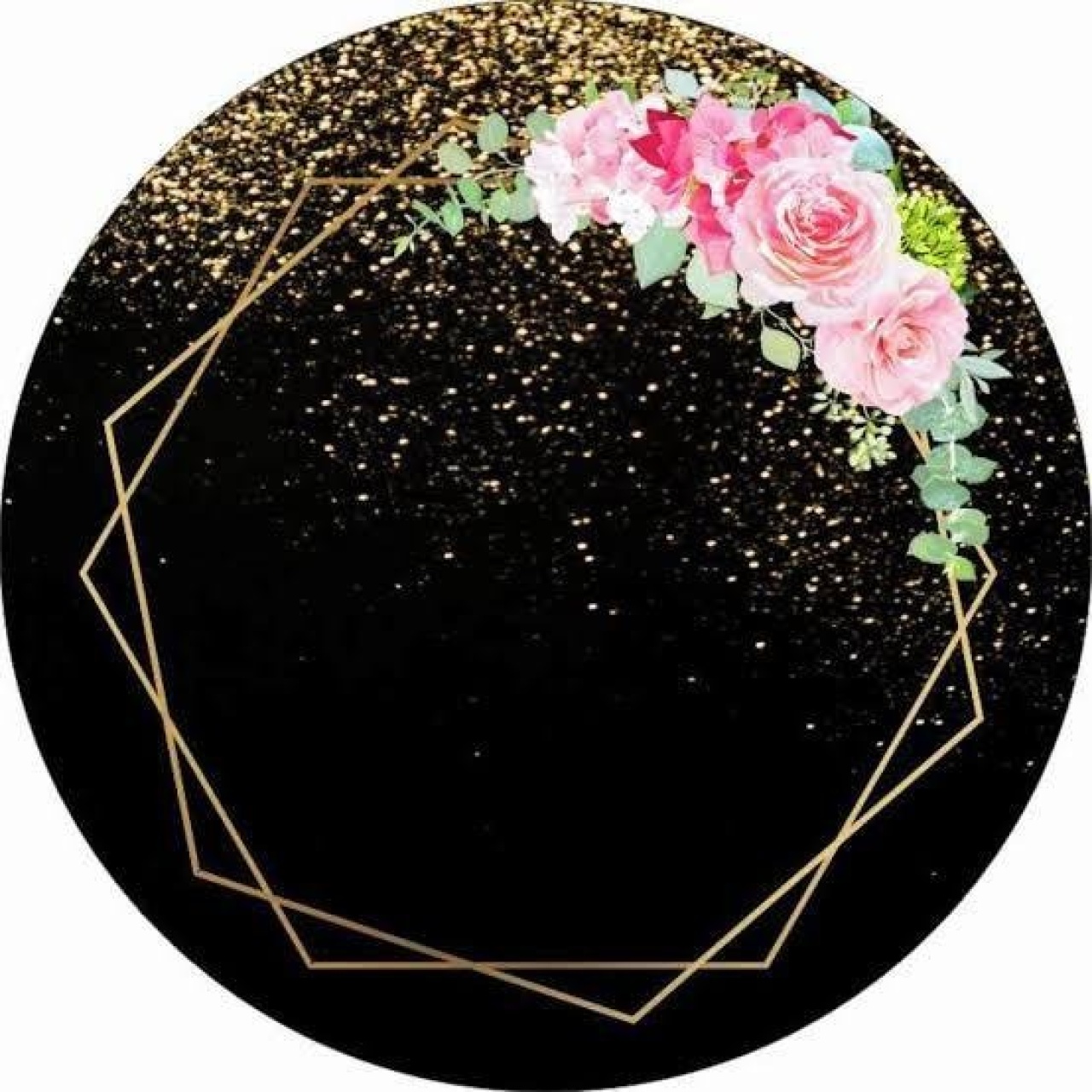 Painel Redondo Floral Preto E Rosa (Locação) - Beca Decorações