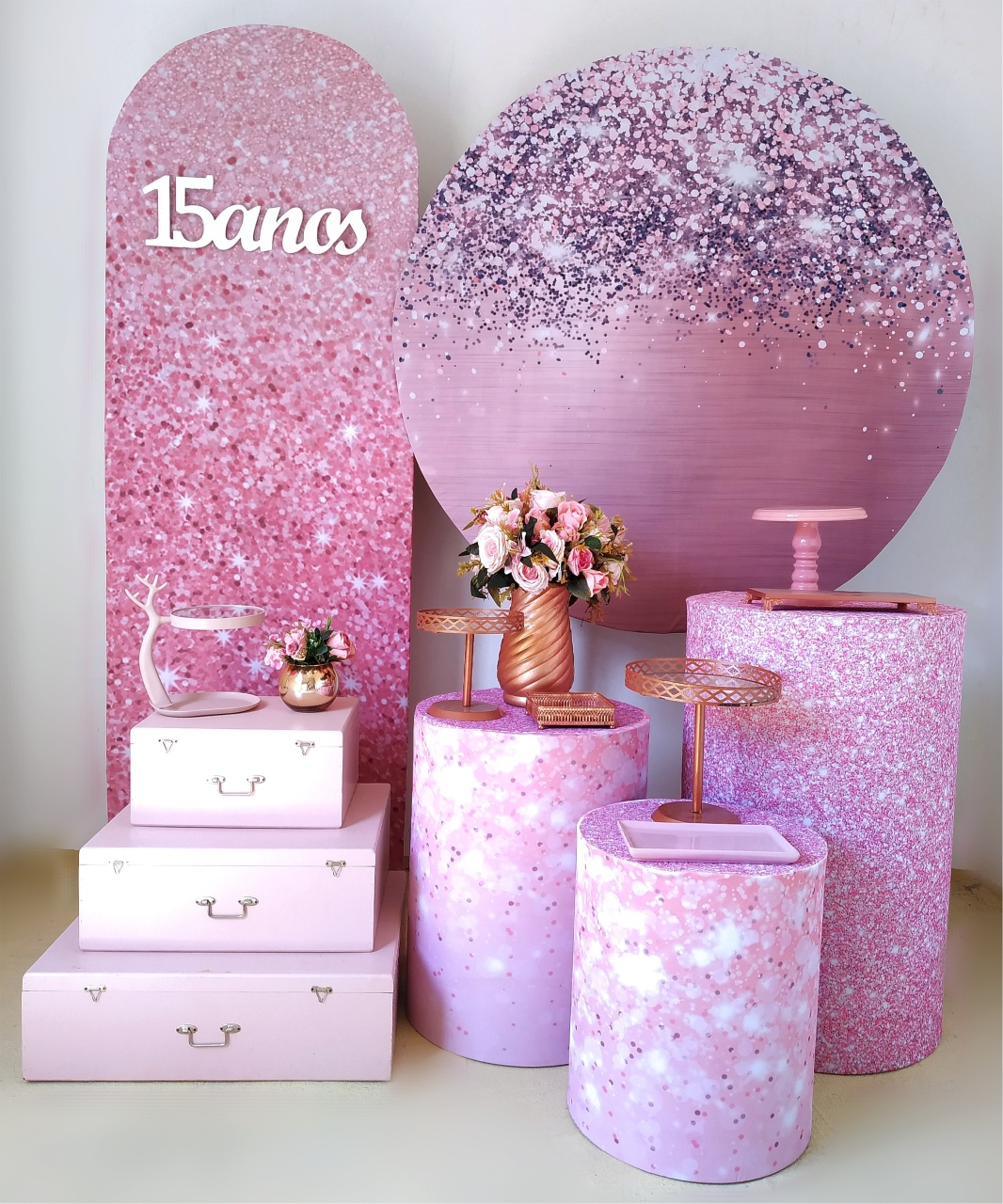 15 Anos Rosa - Kit Diamante  - Beca Decorações