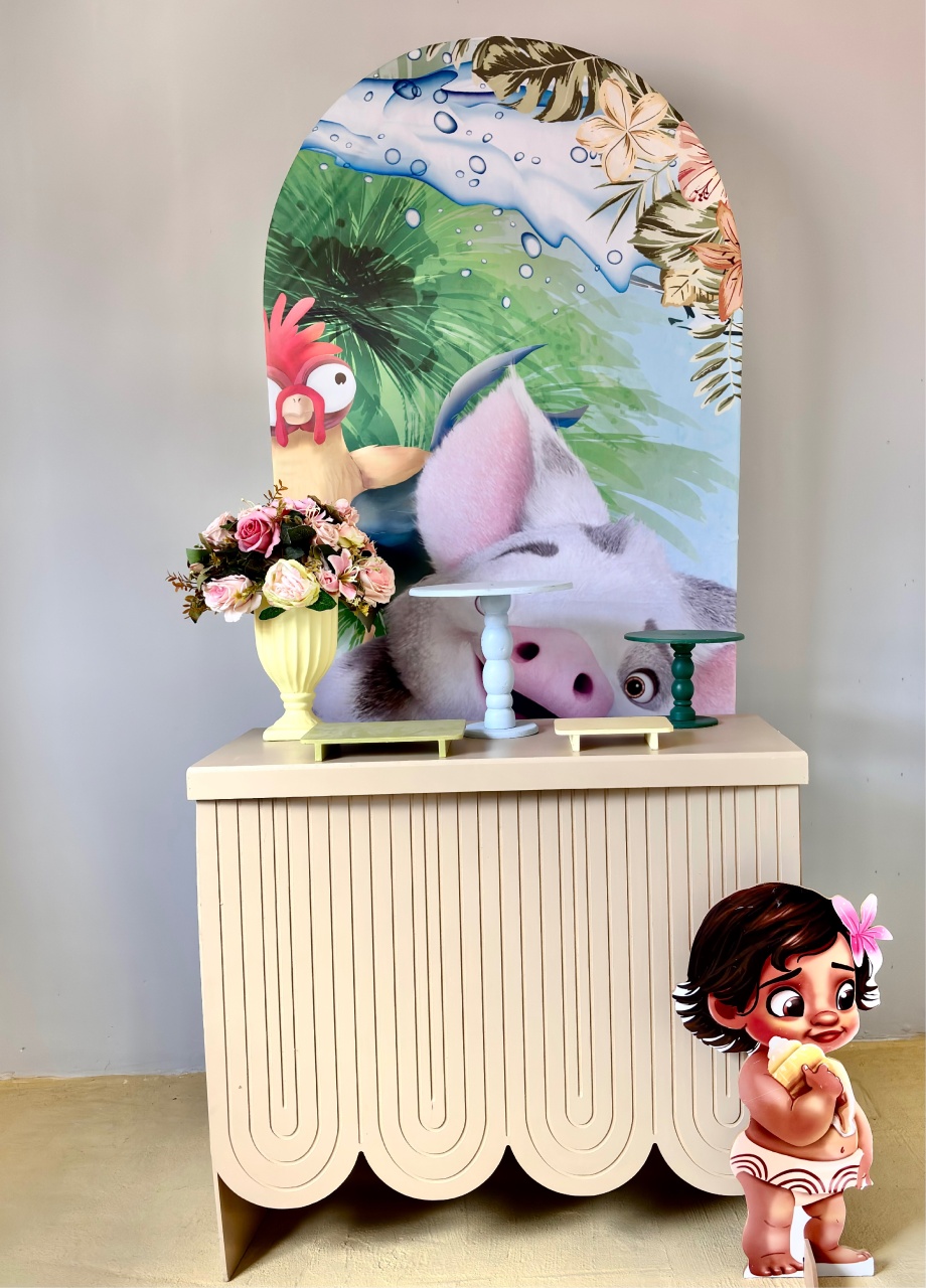 Moana Baby Com Painel Romano  - Beca Decorações