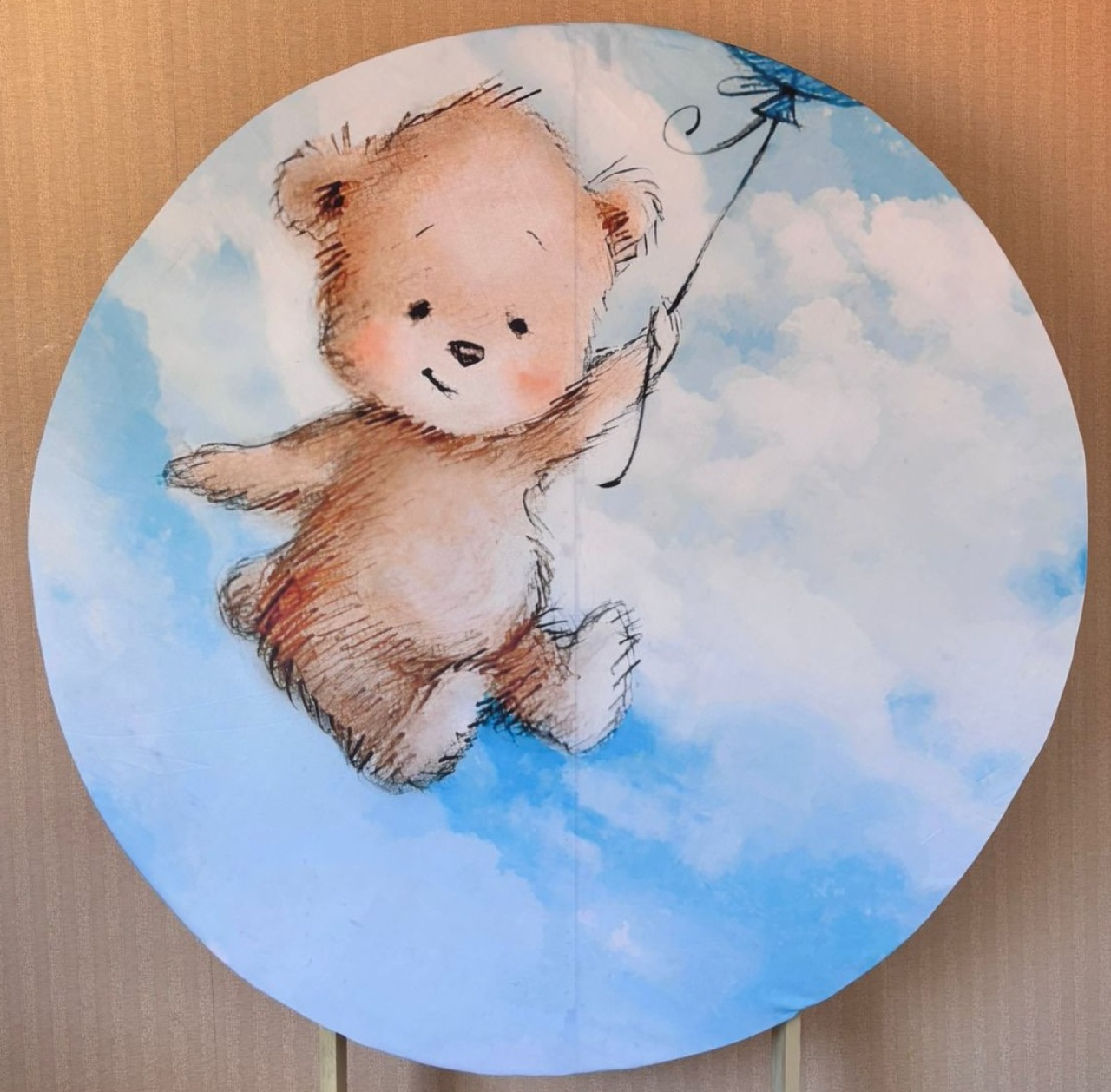 Painel Redondo Chá de Bebê Ursinho Balão Interativo (Locação) - Beca Decorações