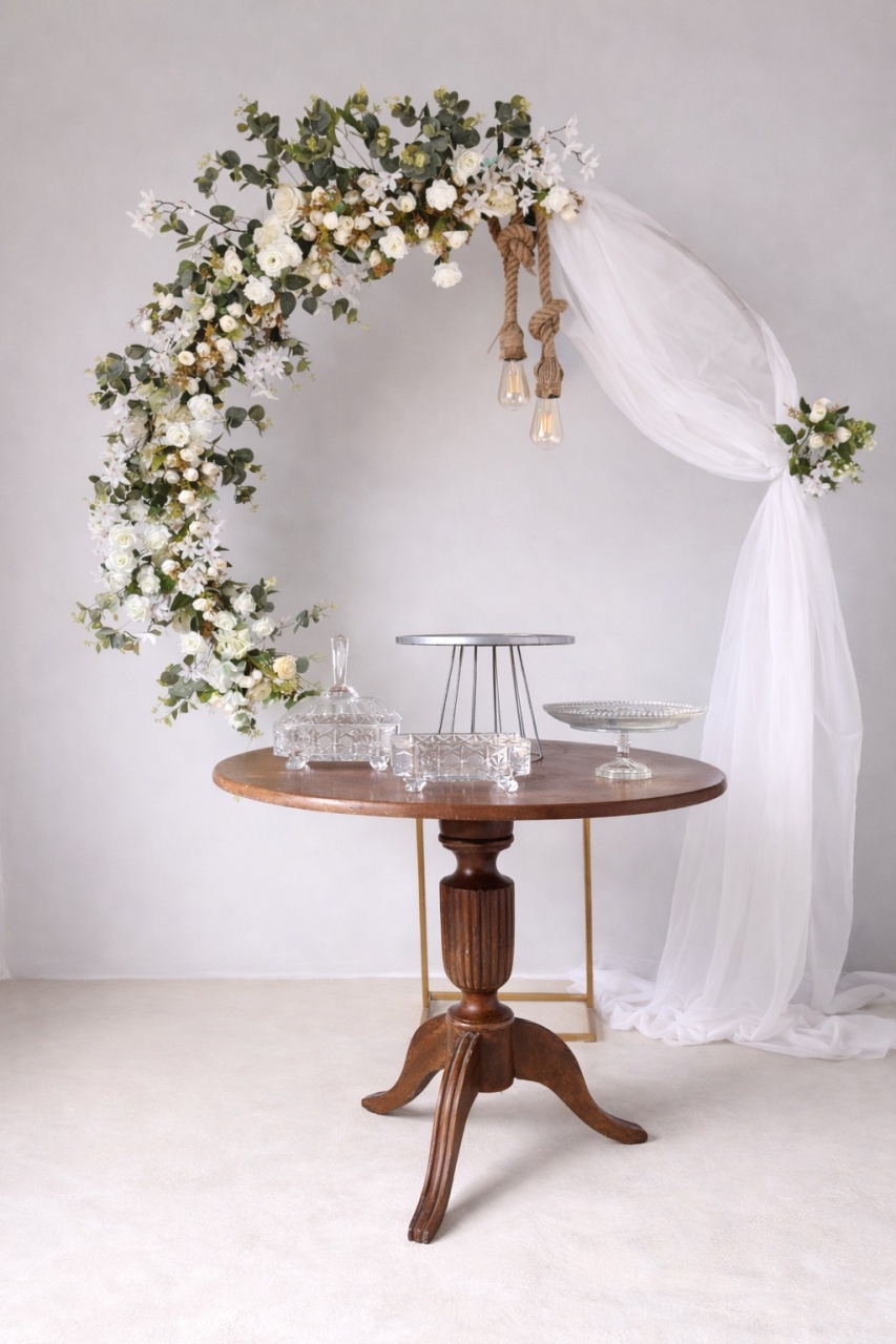 Branco Com Voil E Mesa  Rústica  - Beca Decorações