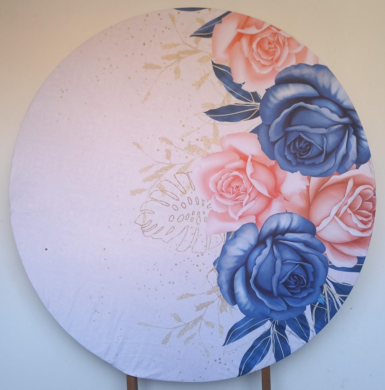 Painel Redondo Floral Azul E Rosa (Locação) - Beca Decorações