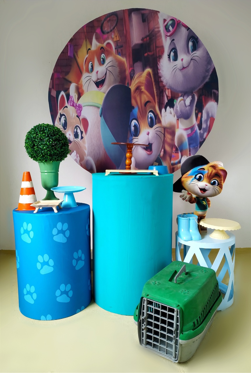 44 Gatos Menino - Kit Prata - Beca Decorações